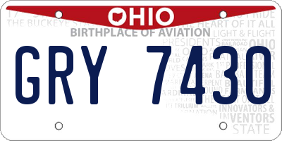OH license plate GRY7430