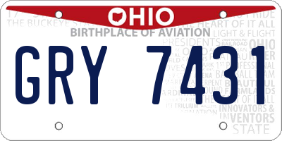 OH license plate GRY7431