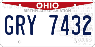 OH license plate GRY7432