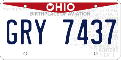 OH license plate GRY7437