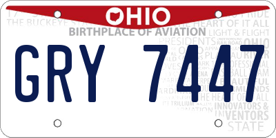 OH license plate GRY7447