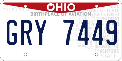 OH license plate GRY7449