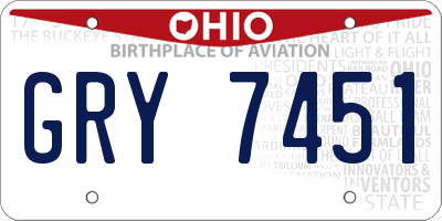 OH license plate GRY7451