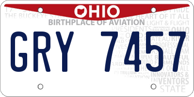 OH license plate GRY7457