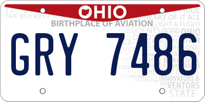 OH license plate GRY7486