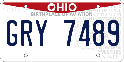 OH license plate GRY7489