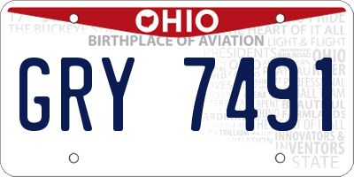 OH license plate GRY7491
