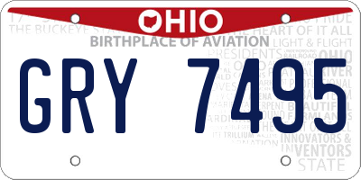 OH license plate GRY7495
