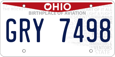 OH license plate GRY7498