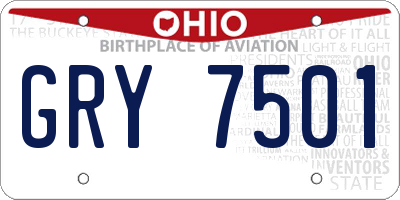 OH license plate GRY7501