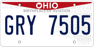 OH license plate GRY7505