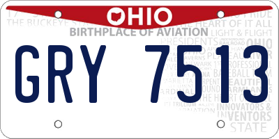 OH license plate GRY7513