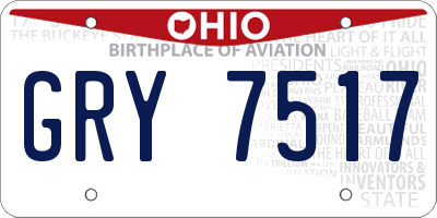 OH license plate GRY7517