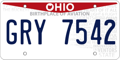 OH license plate GRY7542