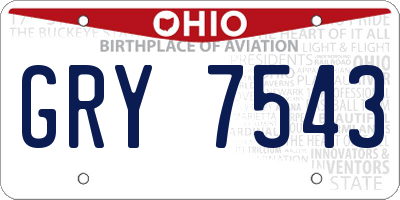 OH license plate GRY7543
