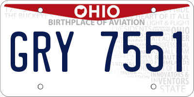 OH license plate GRY7551