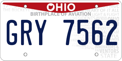 OH license plate GRY7562