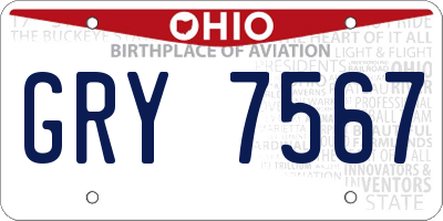 OH license plate GRY7567