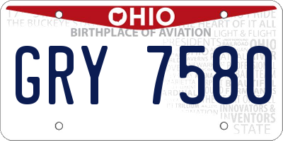 OH license plate GRY7580