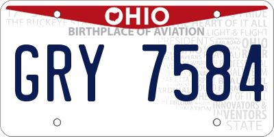 OH license plate GRY7584