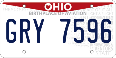 OH license plate GRY7596
