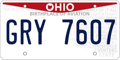 OH license plate GRY7607