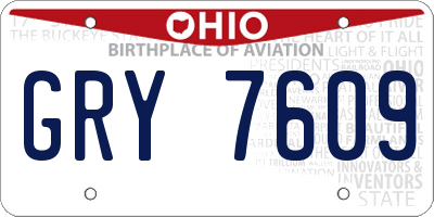 OH license plate GRY7609