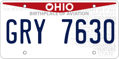 OH license plate GRY7630