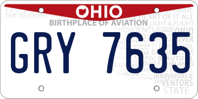 OH license plate GRY7635