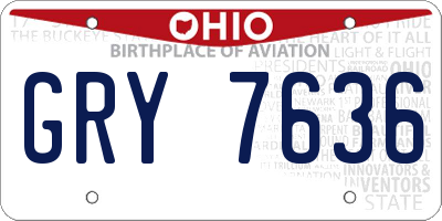 OH license plate GRY7636