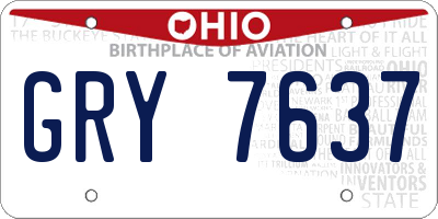OH license plate GRY7637