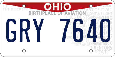 OH license plate GRY7640