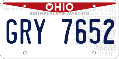 OH license plate GRY7652