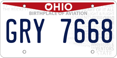 OH license plate GRY7668
