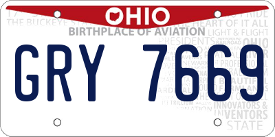 OH license plate GRY7669