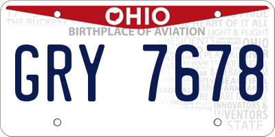 OH license plate GRY7678