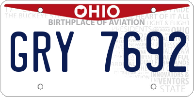 OH license plate GRY7692