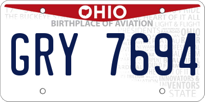 OH license plate GRY7694