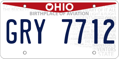 OH license plate GRY7712