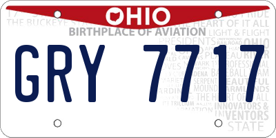 OH license plate GRY7717