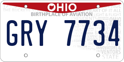 OH license plate GRY7734
