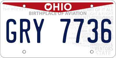 OH license plate GRY7736