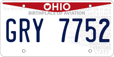 OH license plate GRY7752