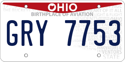OH license plate GRY7753