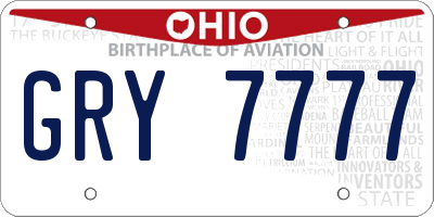 OH license plate GRY7777