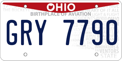 OH license plate GRY7790