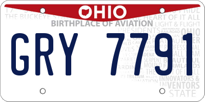 OH license plate GRY7791