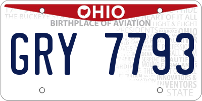 OH license plate GRY7793