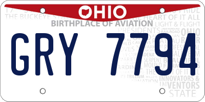 OH license plate GRY7794