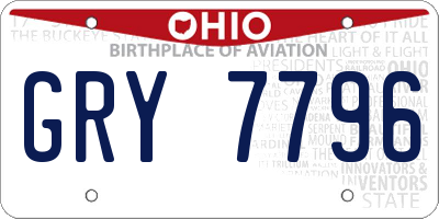 OH license plate GRY7796